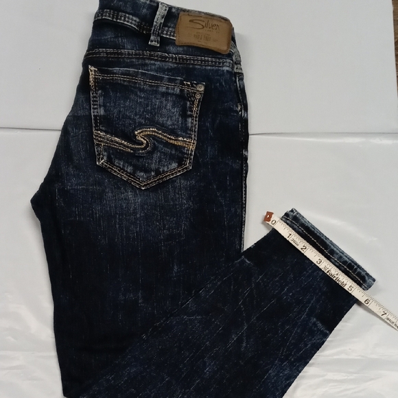 Silver Jean Co Womens Blue Skinny Denim Signature Stitch - Picture 2 of 10